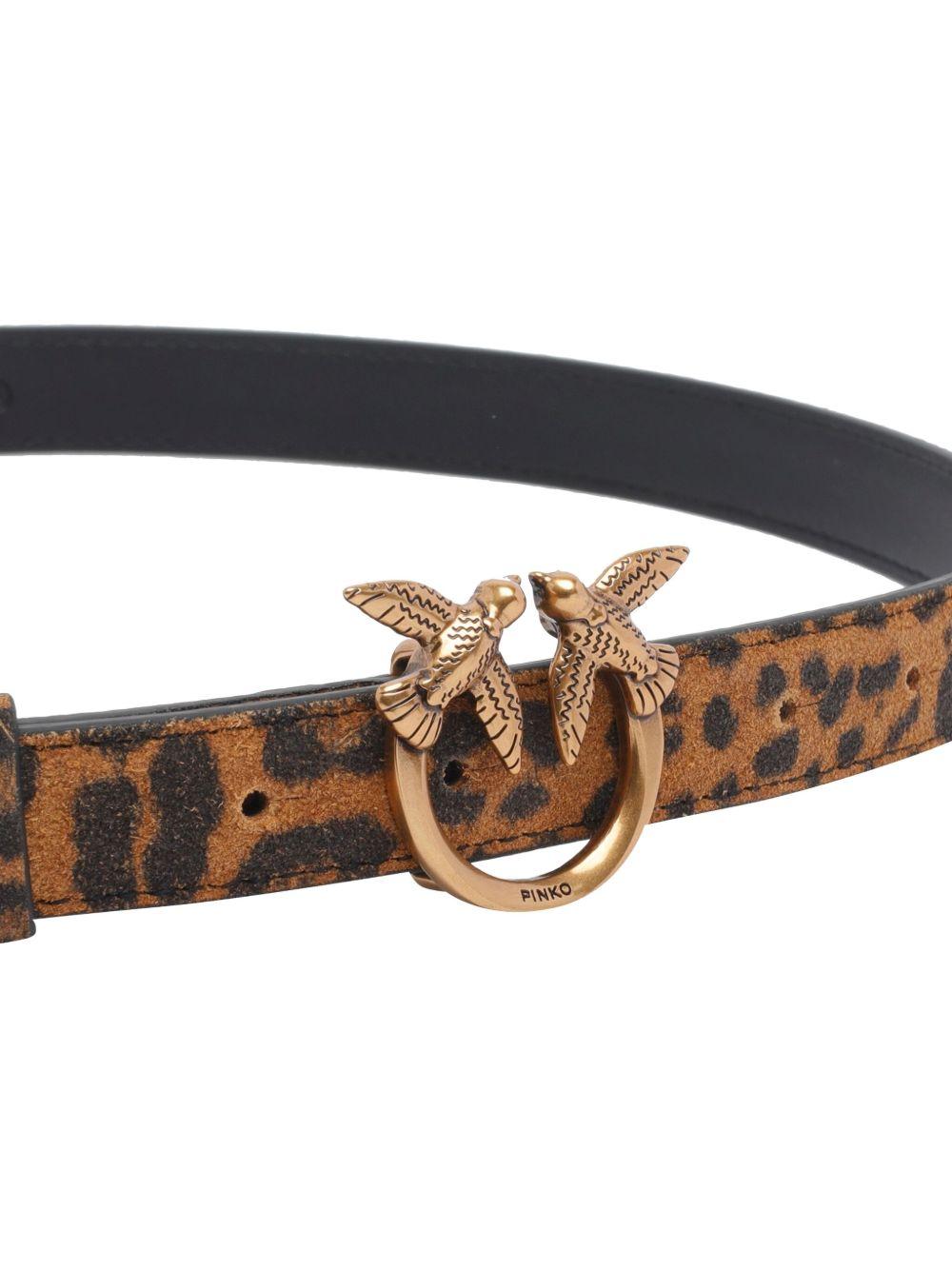 Cintura marrone in pelle con stampa leopardata 100143A32A M35Q PINKO