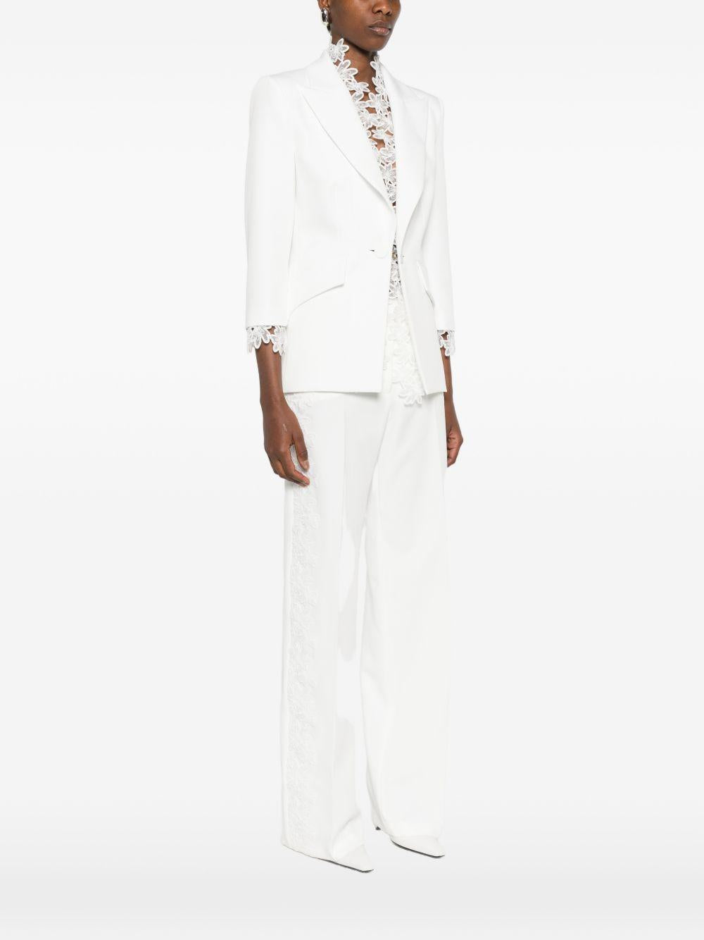 Blazer monopetto con profili in pizzo WS00702 BIANCO BABYLON COLLECTION