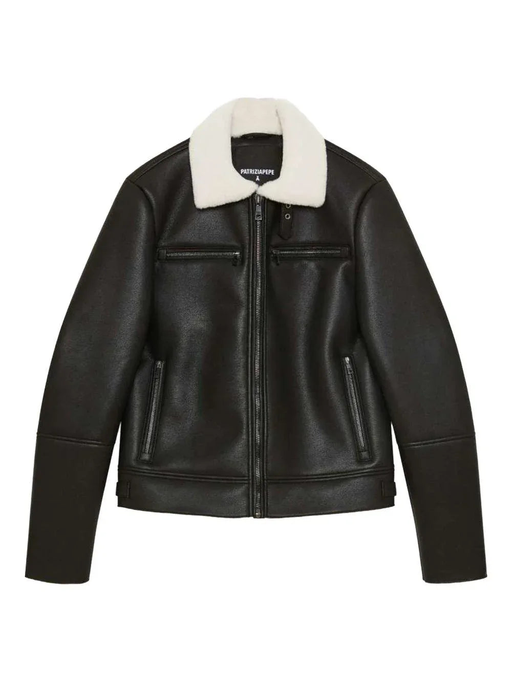 Giacca in pelle e shearling nera - Preludio Moda