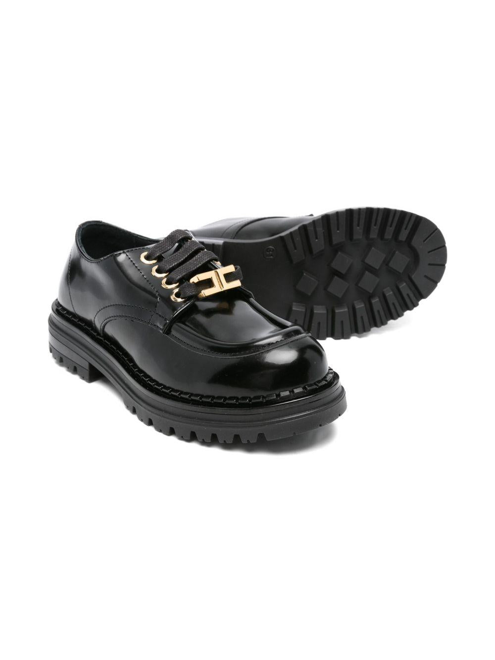 Mocassini neri in pelle con fibbia F4A4E04021259 930 ELISABETTA FRANCHI KIDS