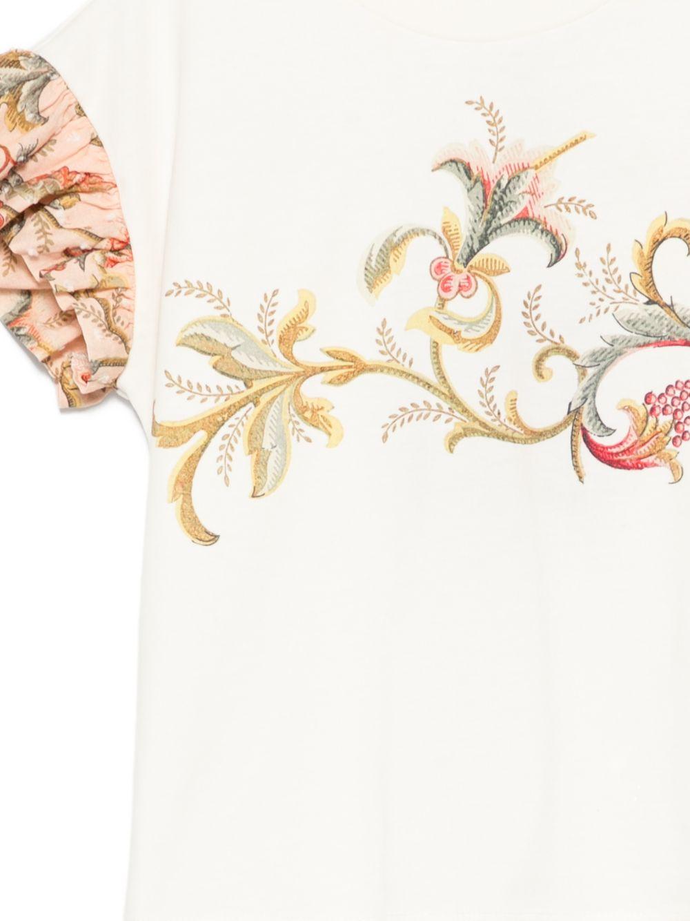 T-shirt con maniche arricciate e stampa floreale GY8A51Z3672 105 ETRO KIDS