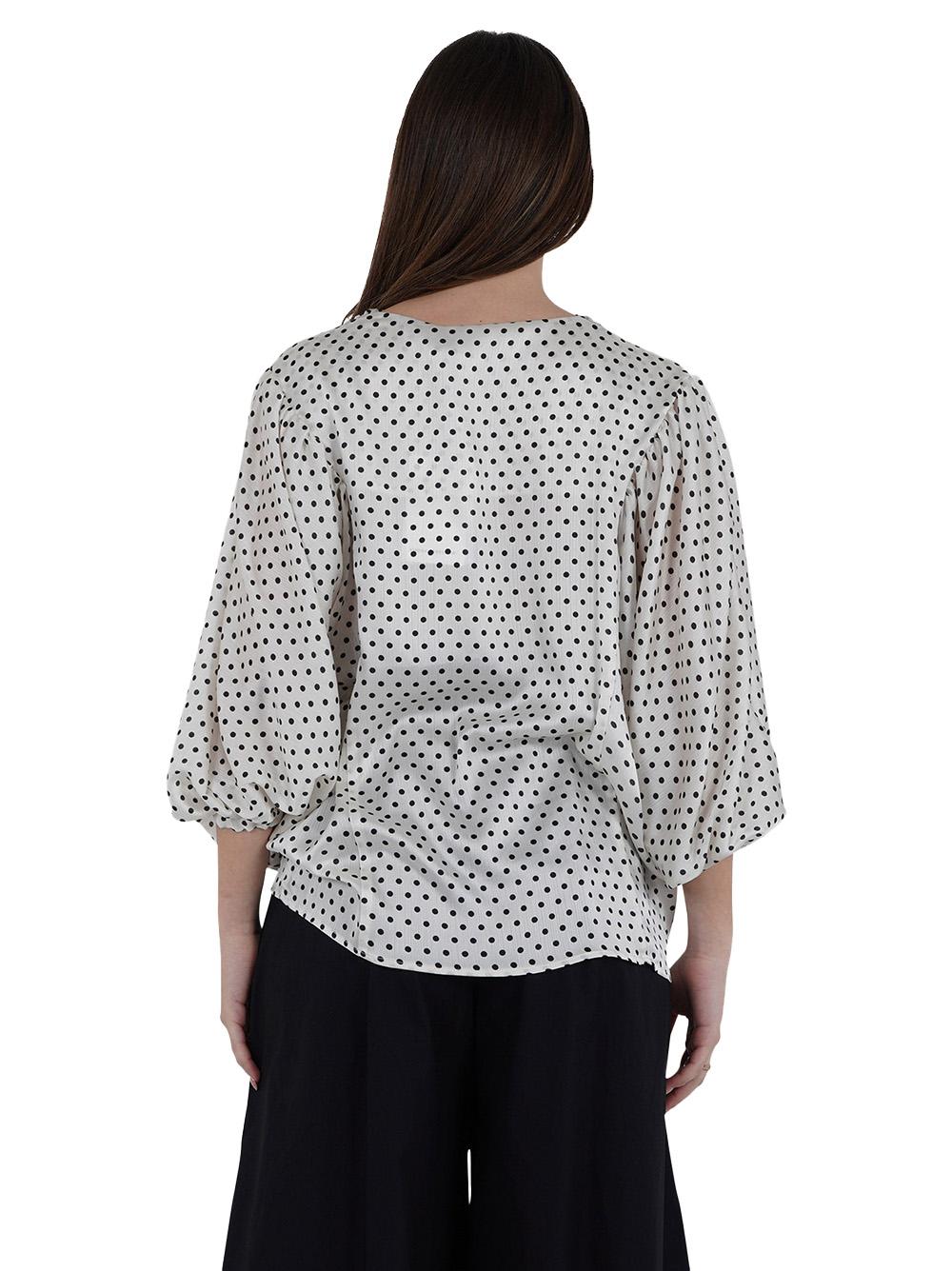 Blusa panna con fantasia pois all-over P25CPBL00101 V0359 SIMONA CORSELLINI