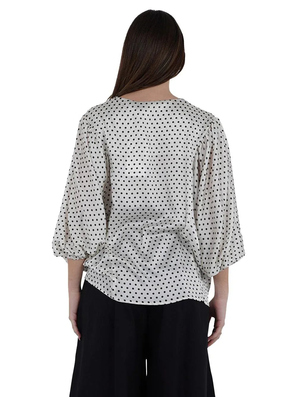 Blusa panna con fantasia pois all-over - Preludio Moda