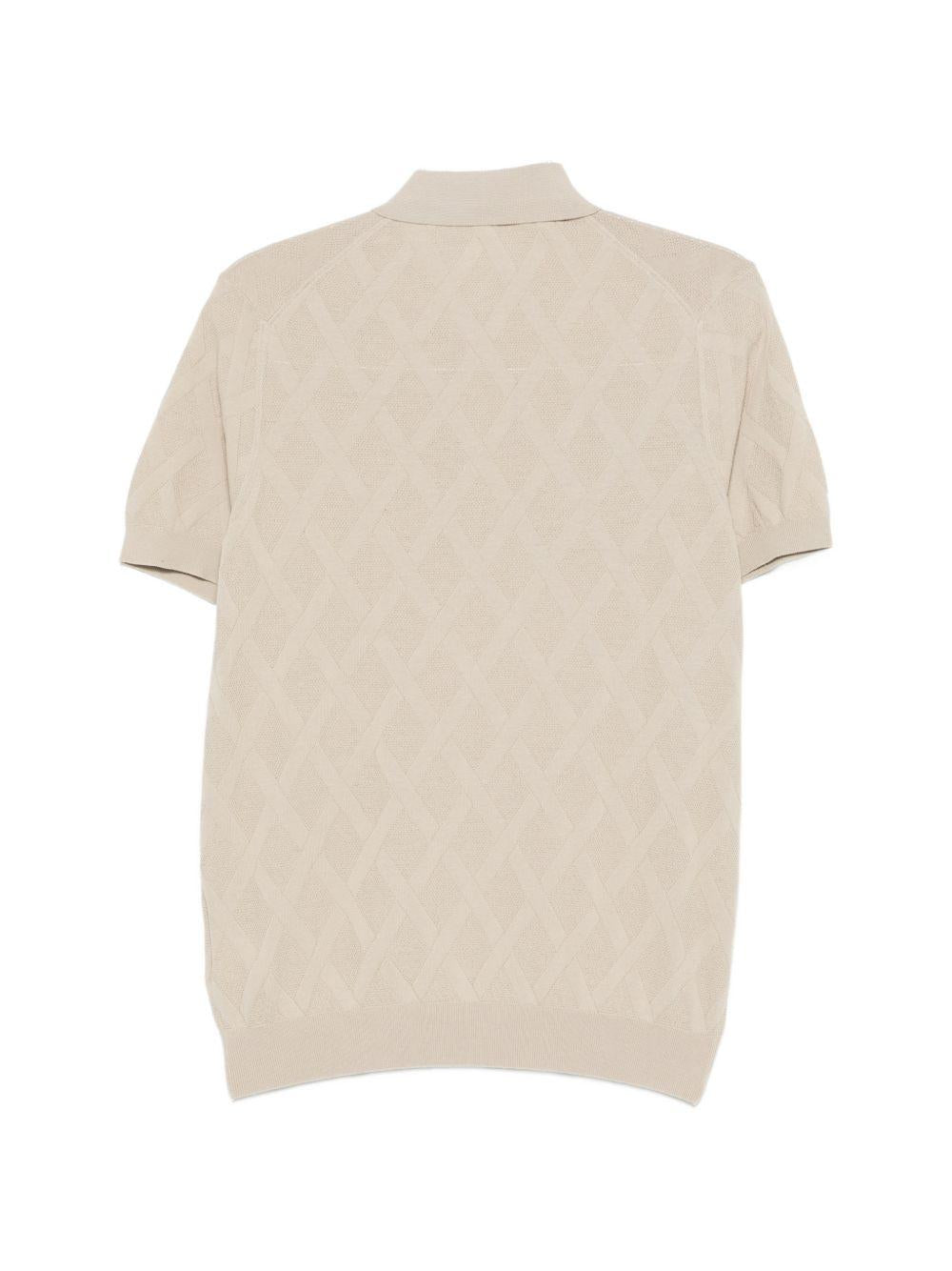 Polo in cotone a rombi con maniche corte DK17019B SABBIA DIKTAT