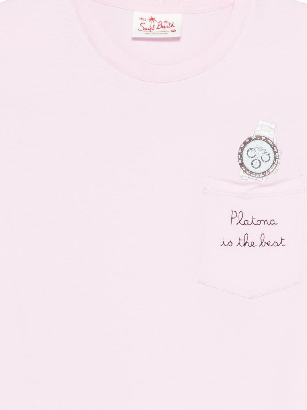 T-shirt in cotone cipria con taschino AUS0001 00382L MC2 SAINT BARTH