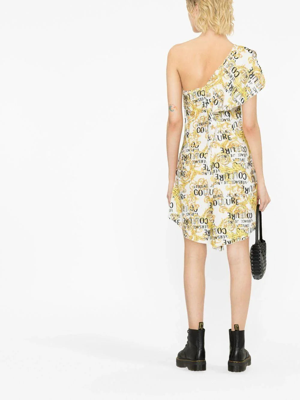 Abito monospalla bianco fantasia barocca - Preludio Moda