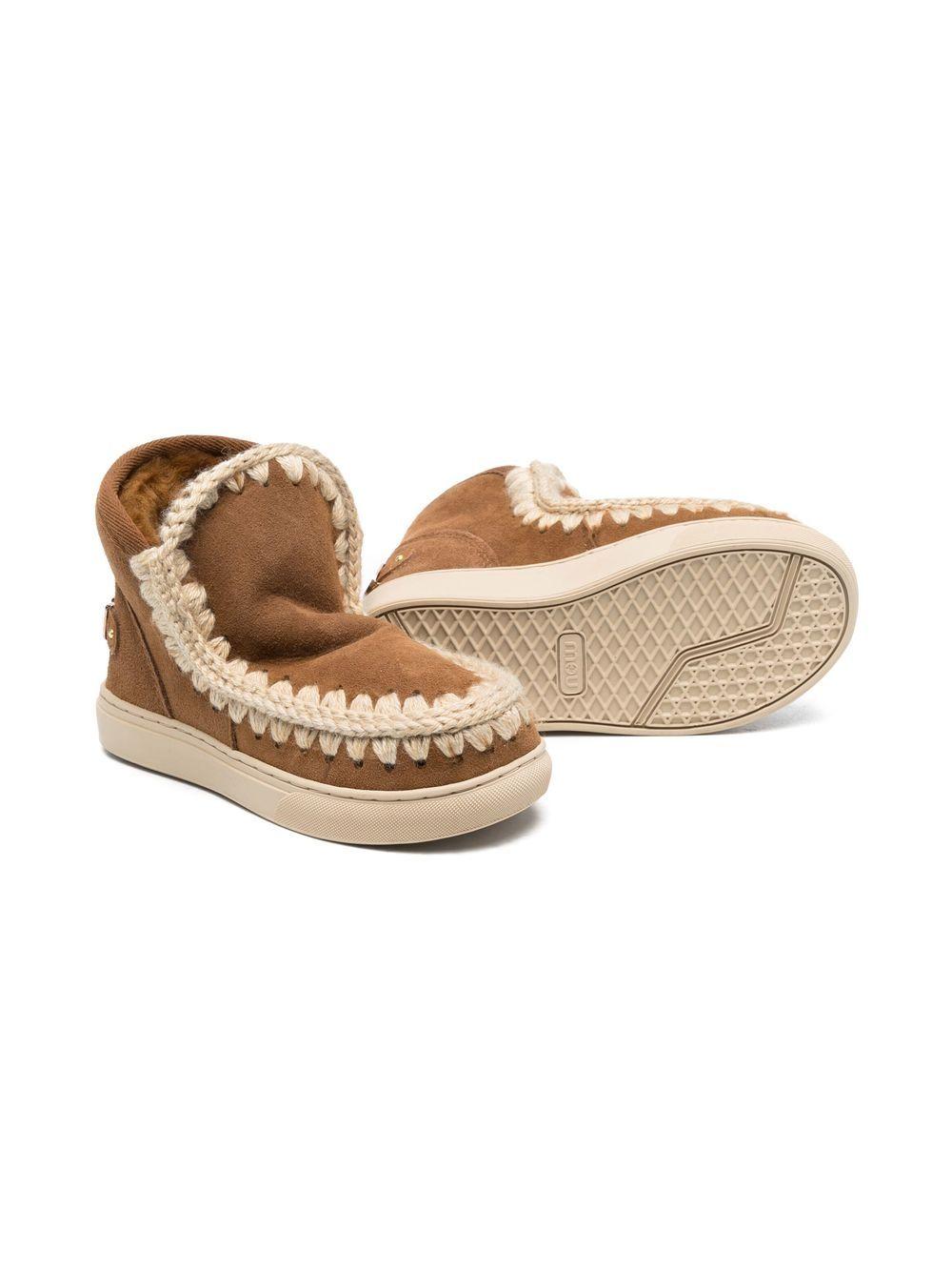 Stivaletti Invernali Colore cognac con Cuciture a Uncinetto MUFK111015A COG MOU KIDS