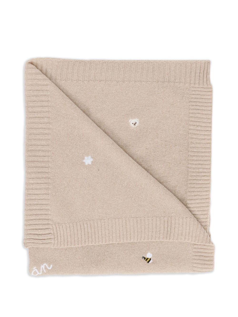 Coperta Beige per Bambini con Logo Ricamato - Preludio Moda