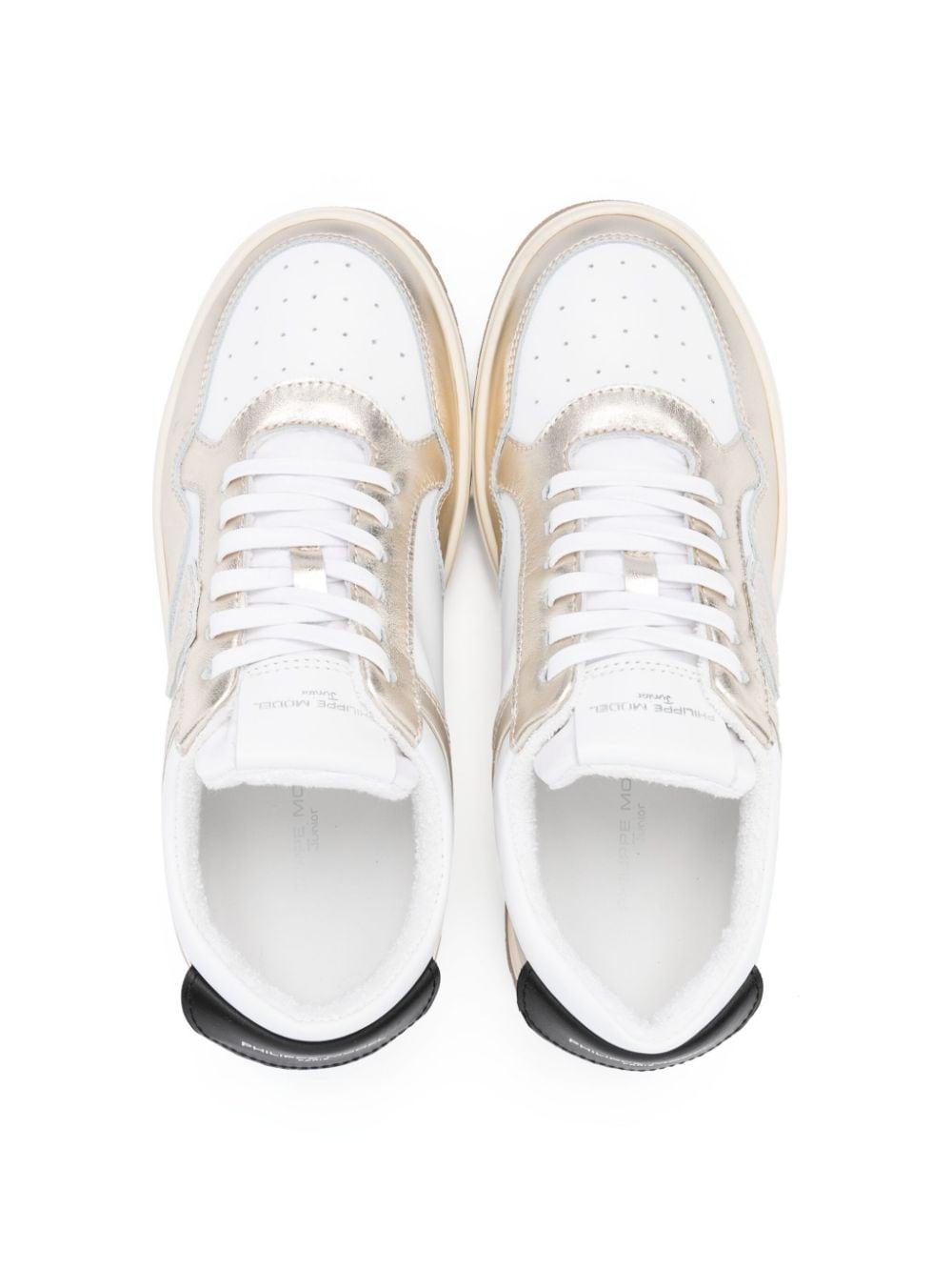 Sneakers bianco/oro finitura laminata