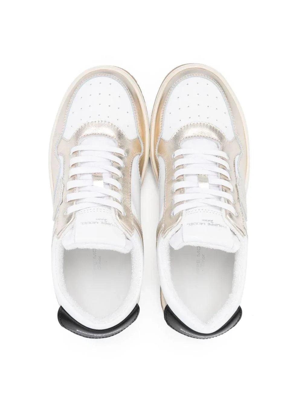 Sneakers bianco/oro finitura laminata - Preludio Moda