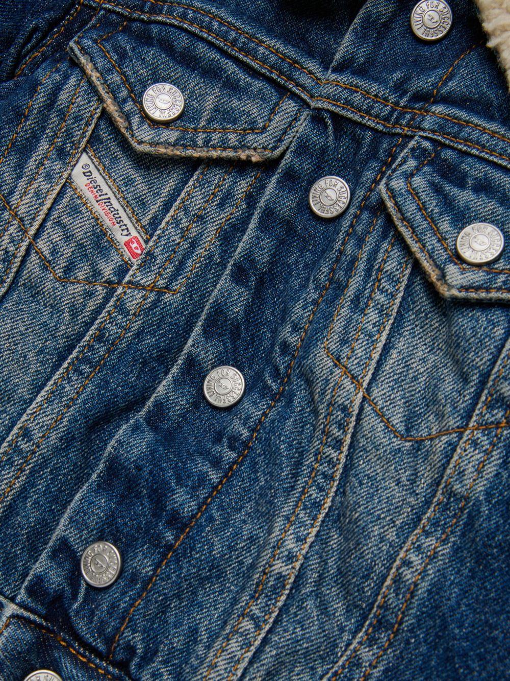 Giacca leggera in denim blu con colletto in shearling K00559KXBQC K01 DIESEL KIDS