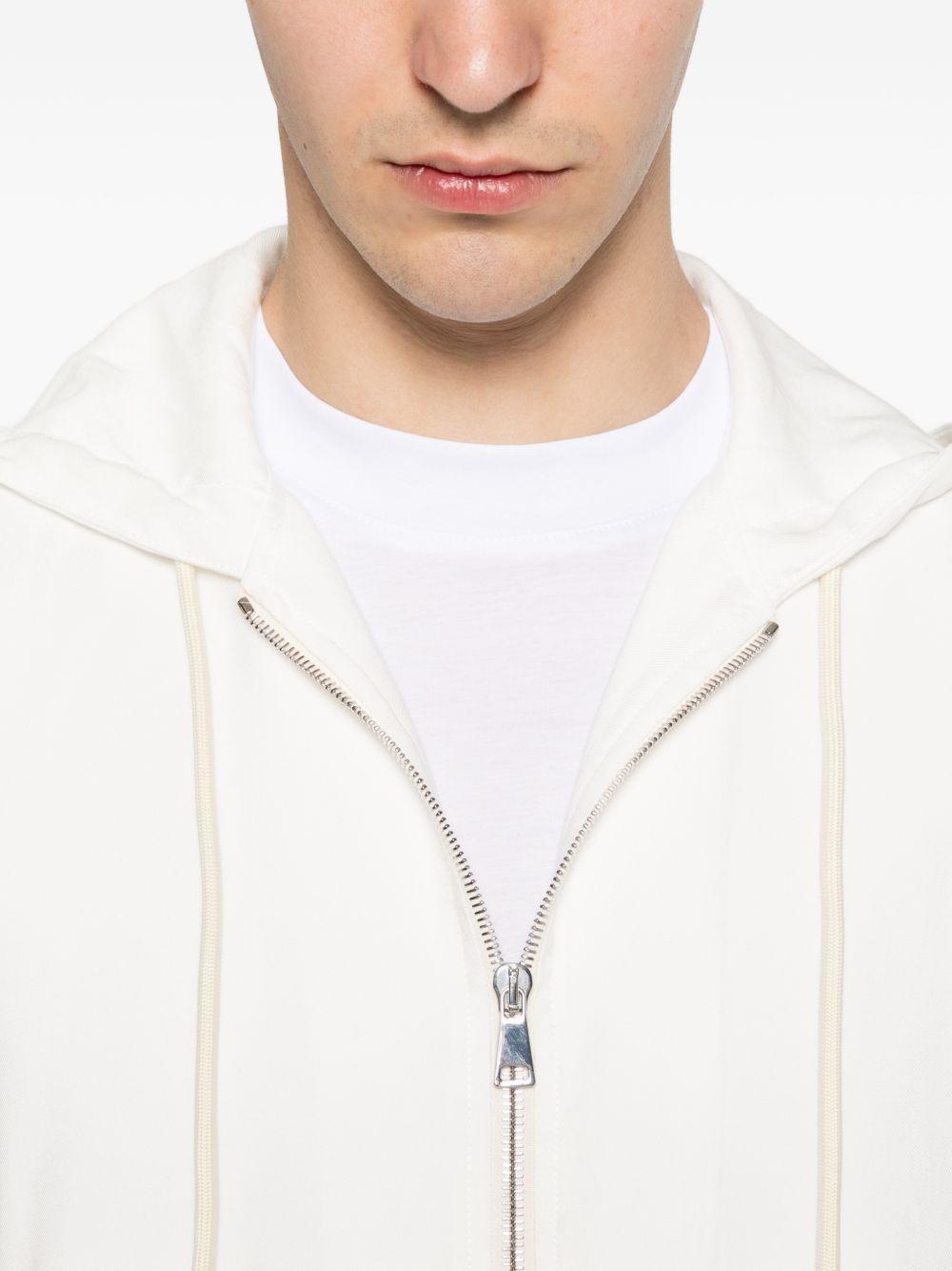 Felpa con cappuccio e zip in rayon XMF3986 BIANCO YES LONDON