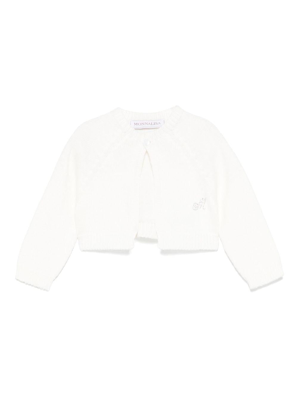 Cardigan panna neonato M con strass 37E8005060 0001 MONNALISA KIDS