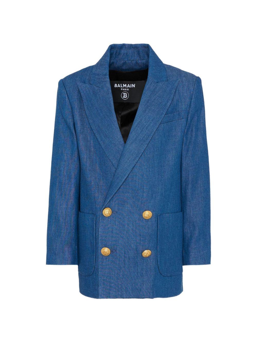 Blazer doppiopetto con bottoni dorati BY2P74P0588 625 BALMAIN KIDS