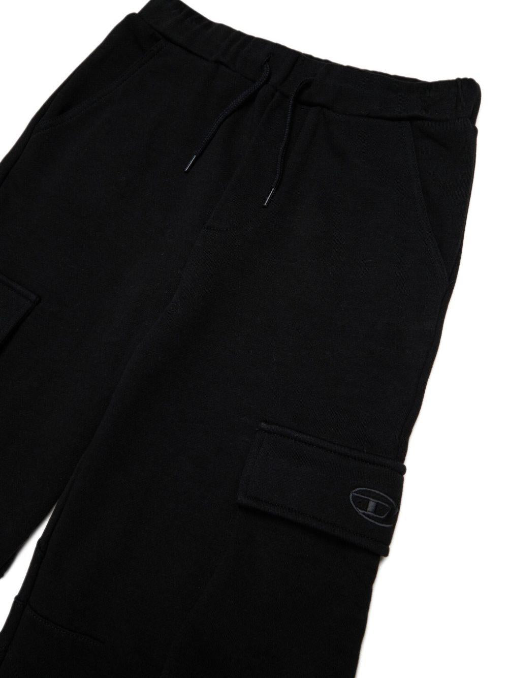 Pantaloni Neri in Cotone con Gamba Ampia J02411KYAU6 K900 DIESEL KIDS