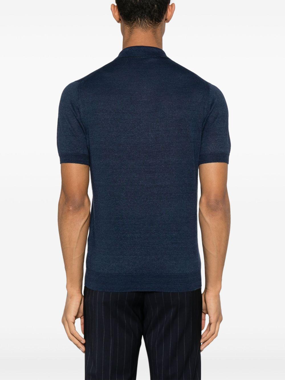 Polo Keith in maglia blu lino e cotone