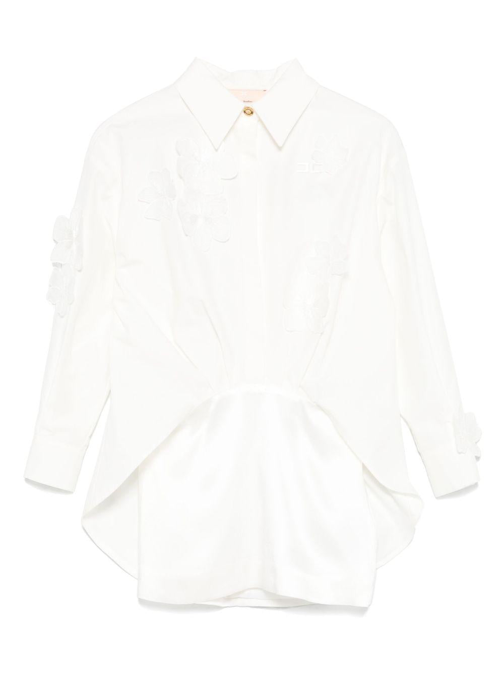 Camicia bianca con applicazioni a fiori EFAB5970RA008 D346 ELISABETTA FRANCHI KIDS