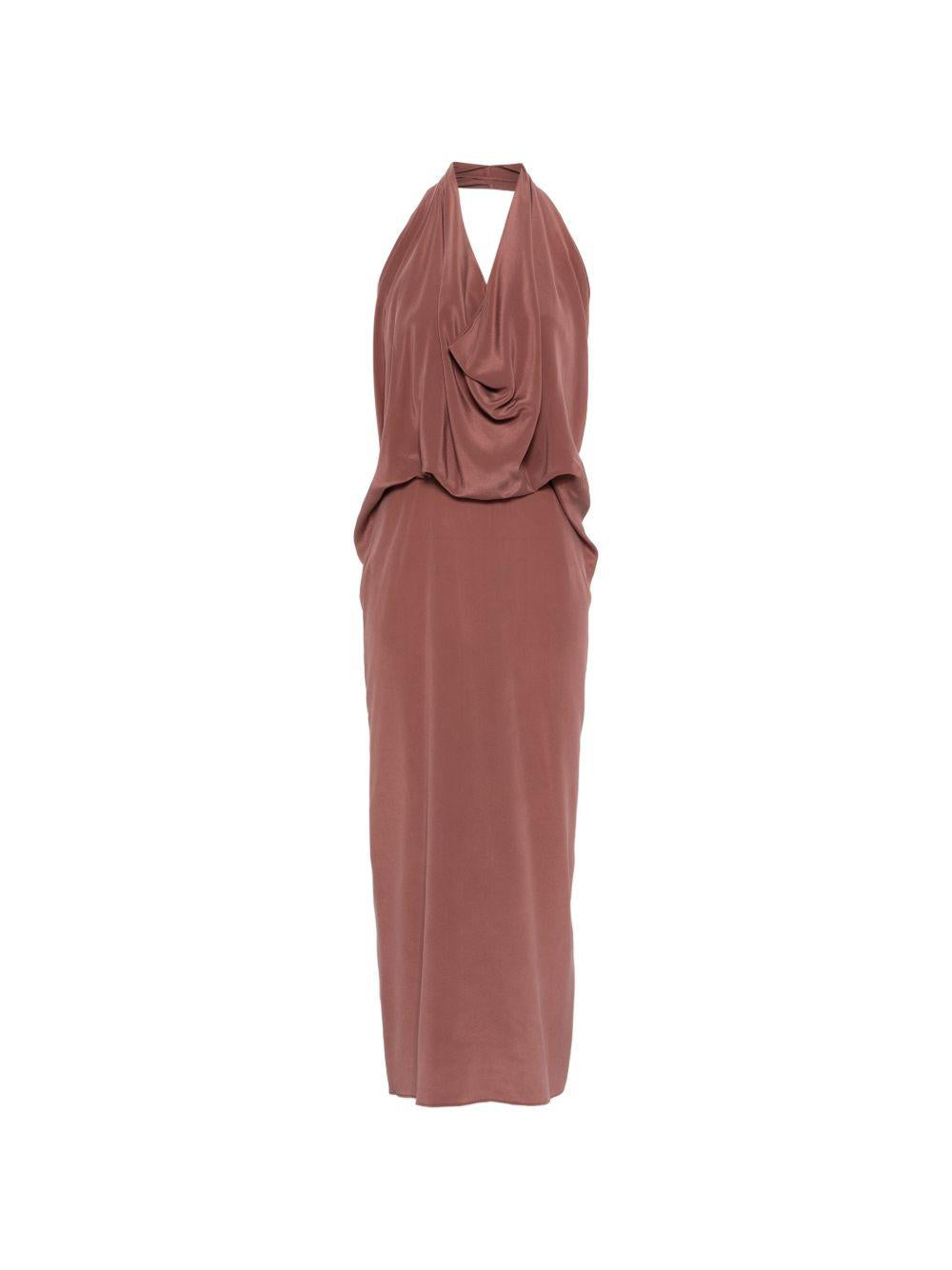 Abito in seta cipria scollo a incrocio 116330P6209 BLUSH ALYSI