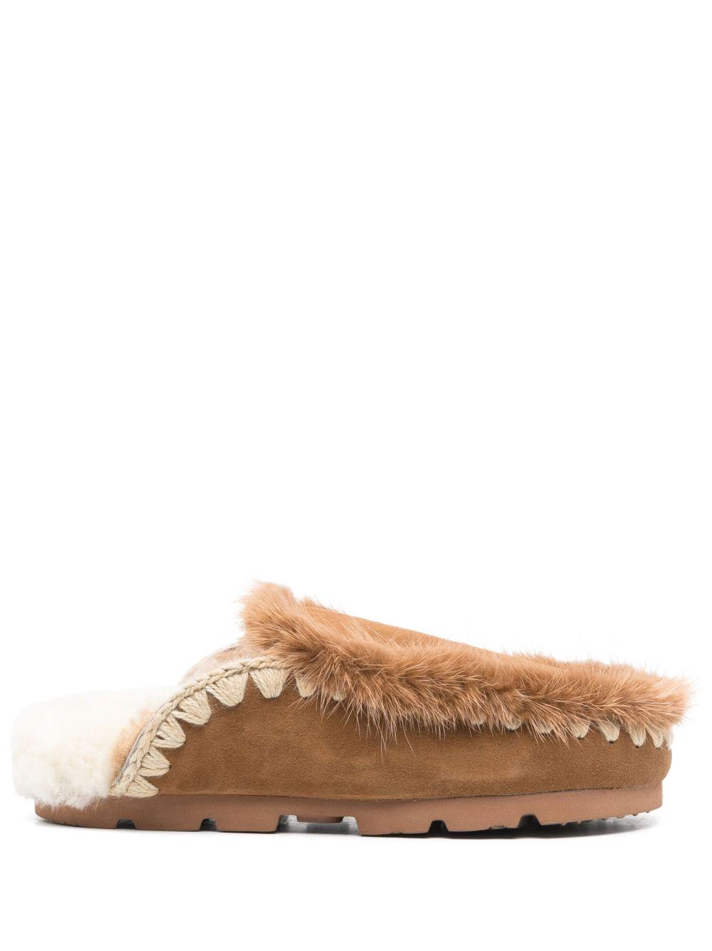 Pantofola winter bio in pelliccia cognac MUFW431004A COG MOU
