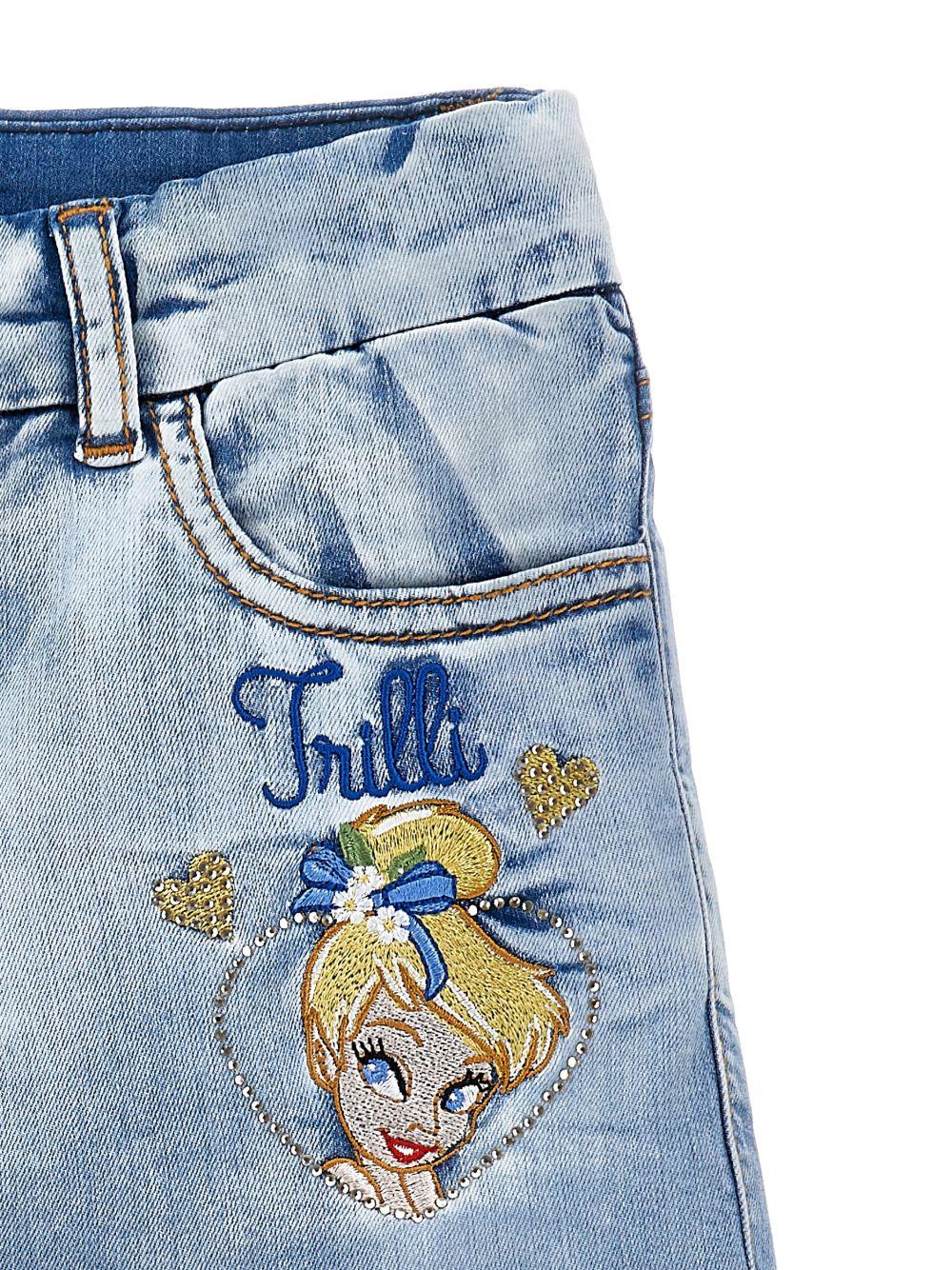 Shorts in denim con ricami floreali 19G4167013 0062 MONNALISA KIDS