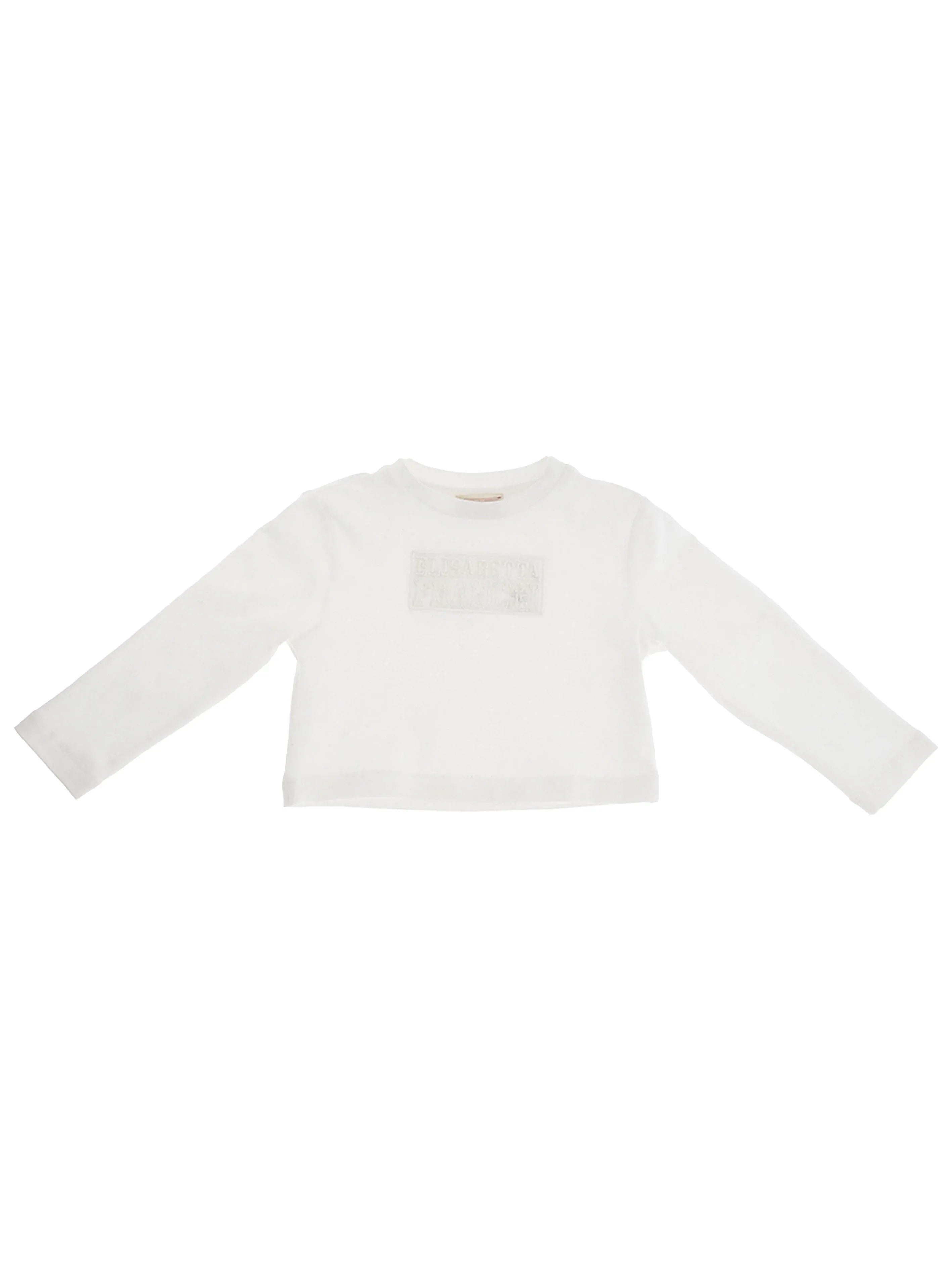 Maglia bianca logo lettering ricamato neonata - Preludio Moda