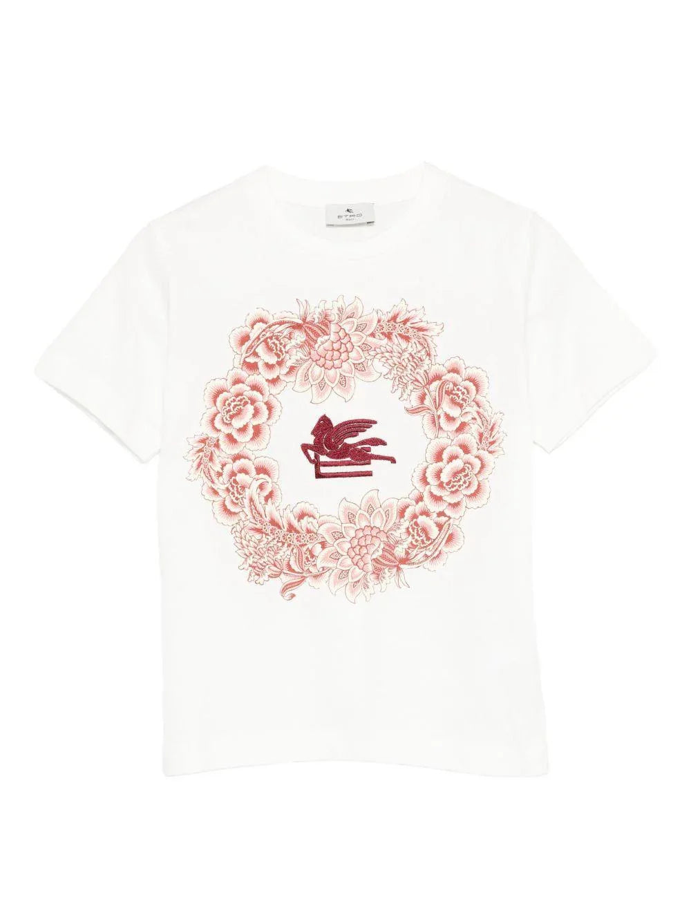 T-shirt Bianca con Motivo Pegaso - Preludio Moda