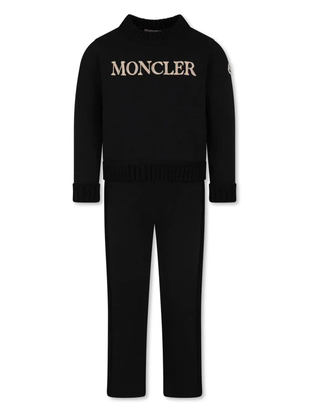 Completo sportivo profili in maglia nero (2pz) - Preludio Moda