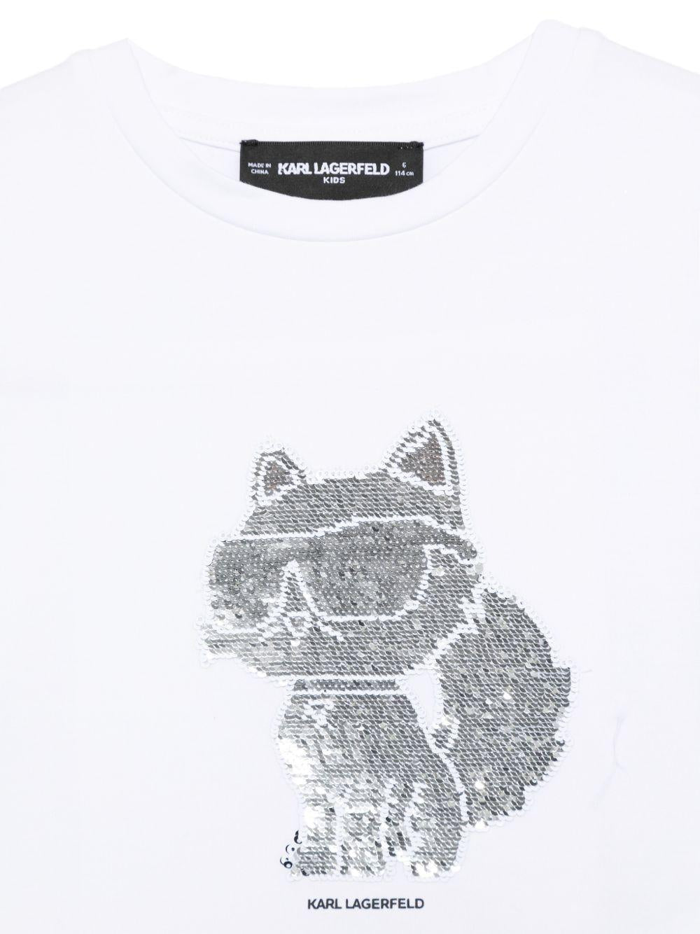 T-shirt in cotone con stampa Choupette Z31153 10P KARL LAGERFELD KIDS