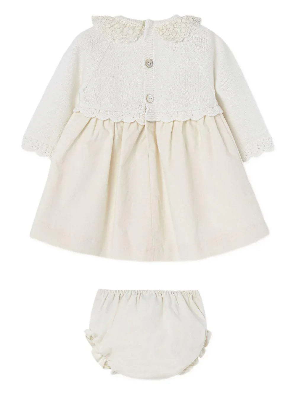 Set panna con abito e colletto in maglia - Preludio Moda