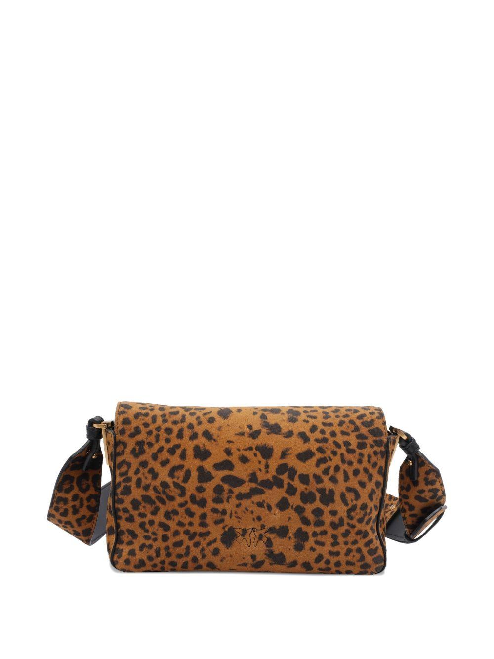 Borsa tote marrone con stampa animalier 106244A32A M35Q PINKO