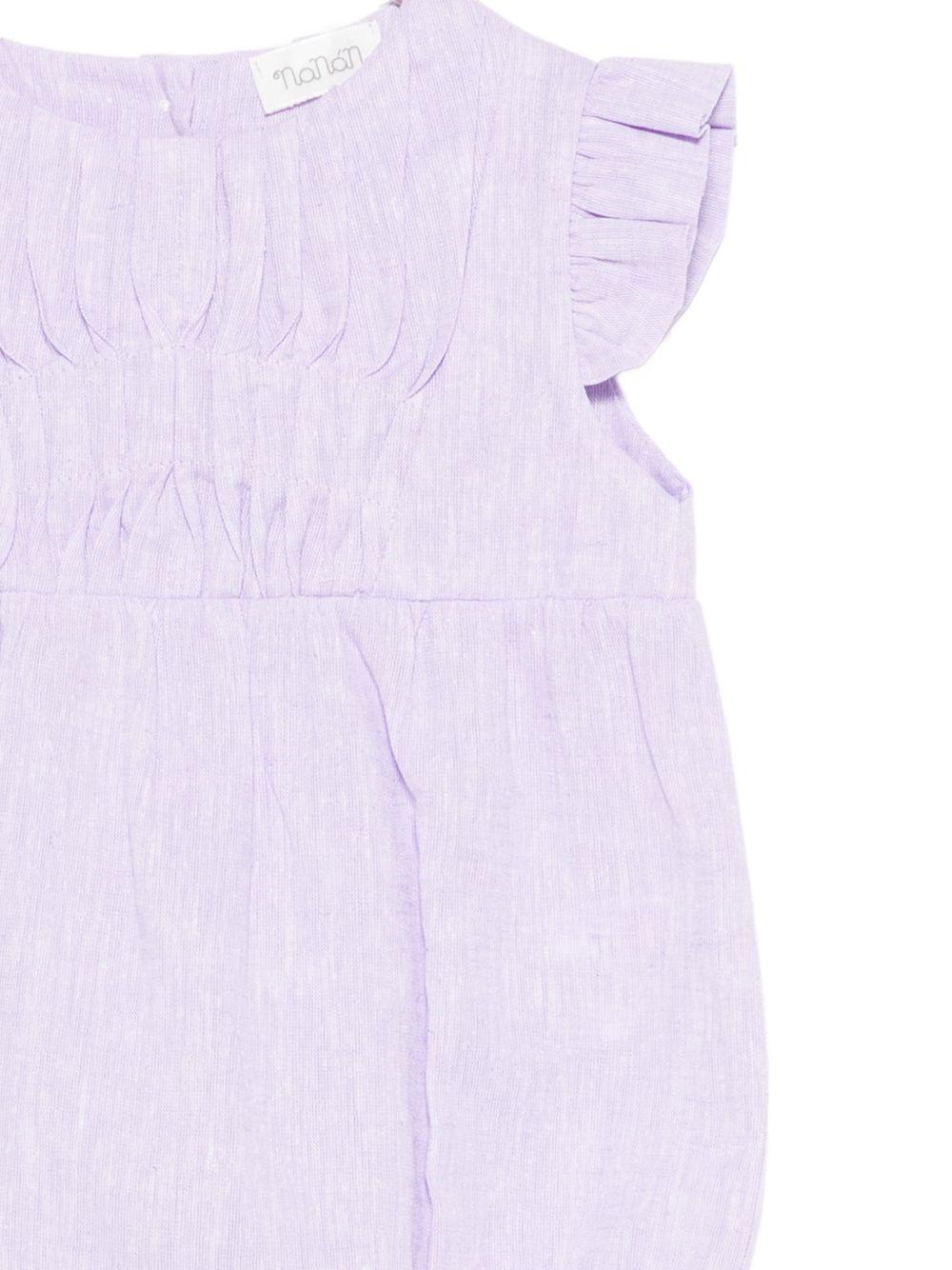 Pagliaccetto in lino lavanda con rouches E26507 LILLA NANAN KIDS