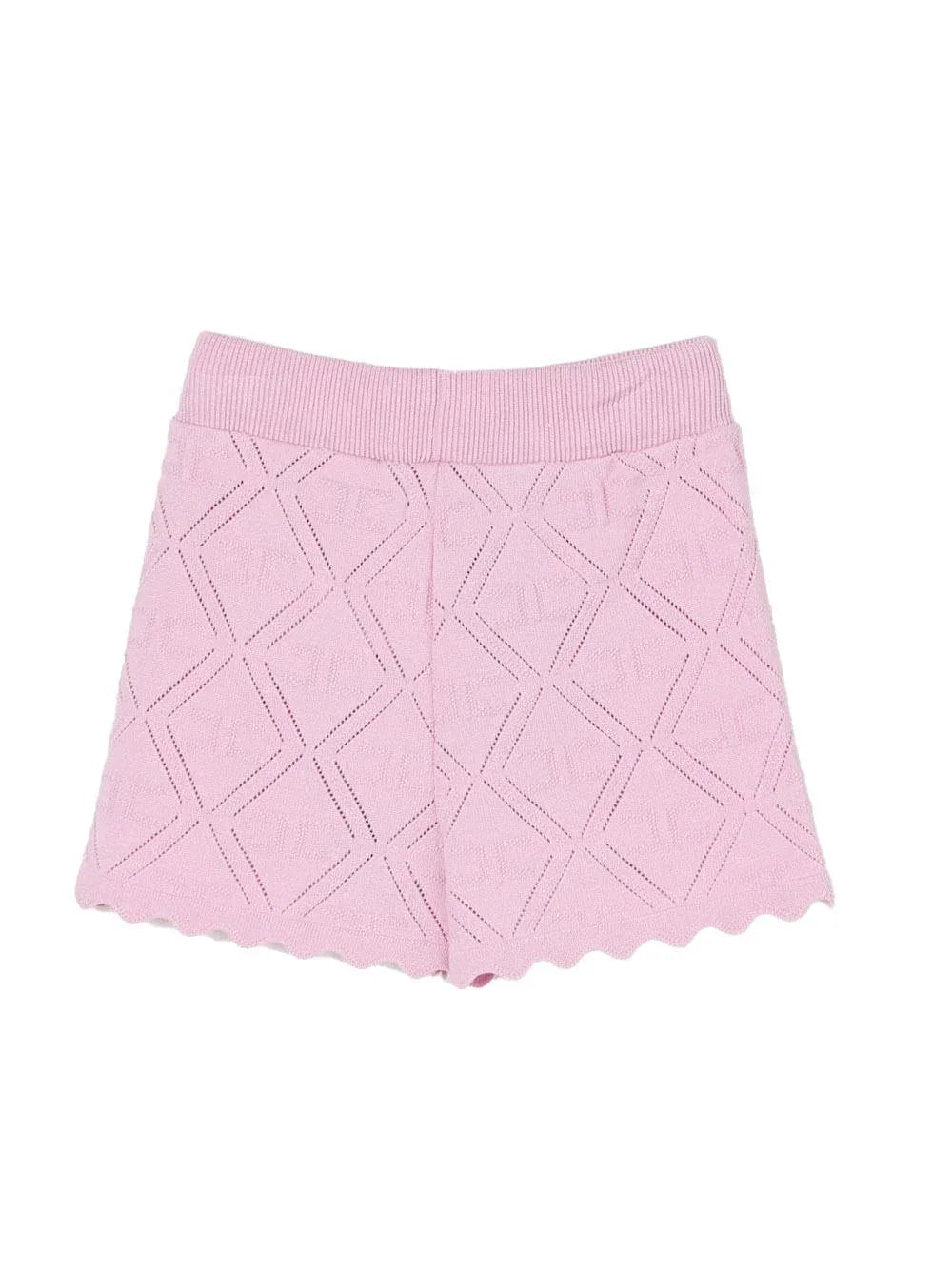 Short in maglia logo all-over rosa - Preludio Moda