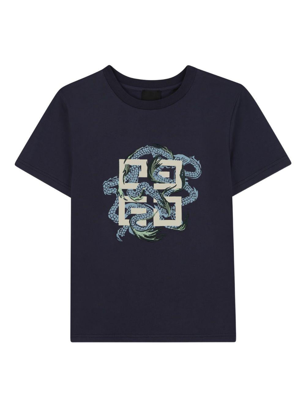 T-shirt in Cotone Biologico con Stampa Serpente H30956 853 GIVENCHY KIDS