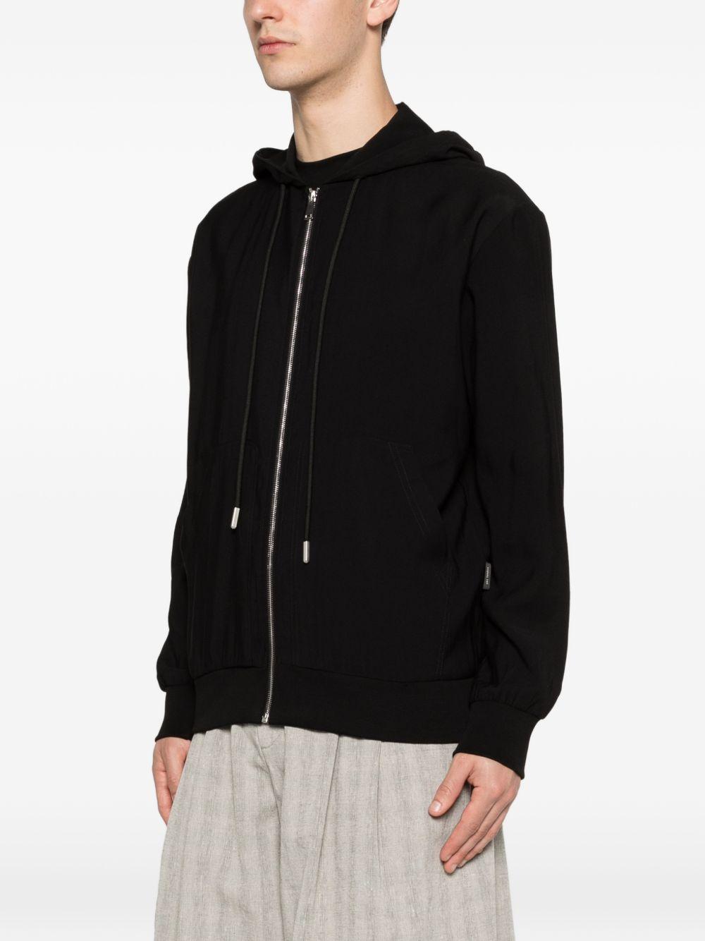 Felpa con cappuccio e zip in rayon XMF3986 NERO YES LONDON