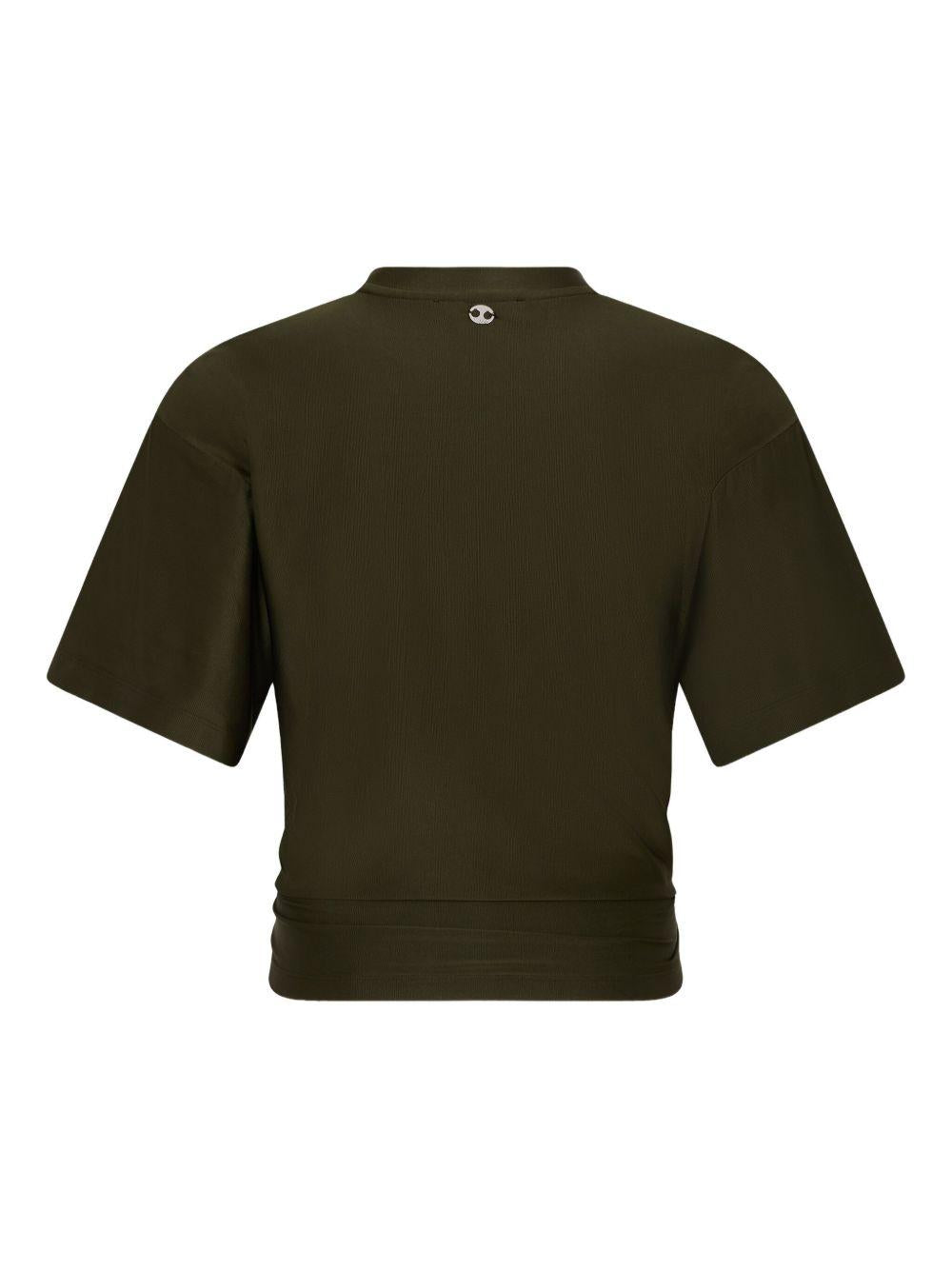 T-shirt crop kaki con dettaglio anello 25AJTO539VI0267 P319 RABANNE