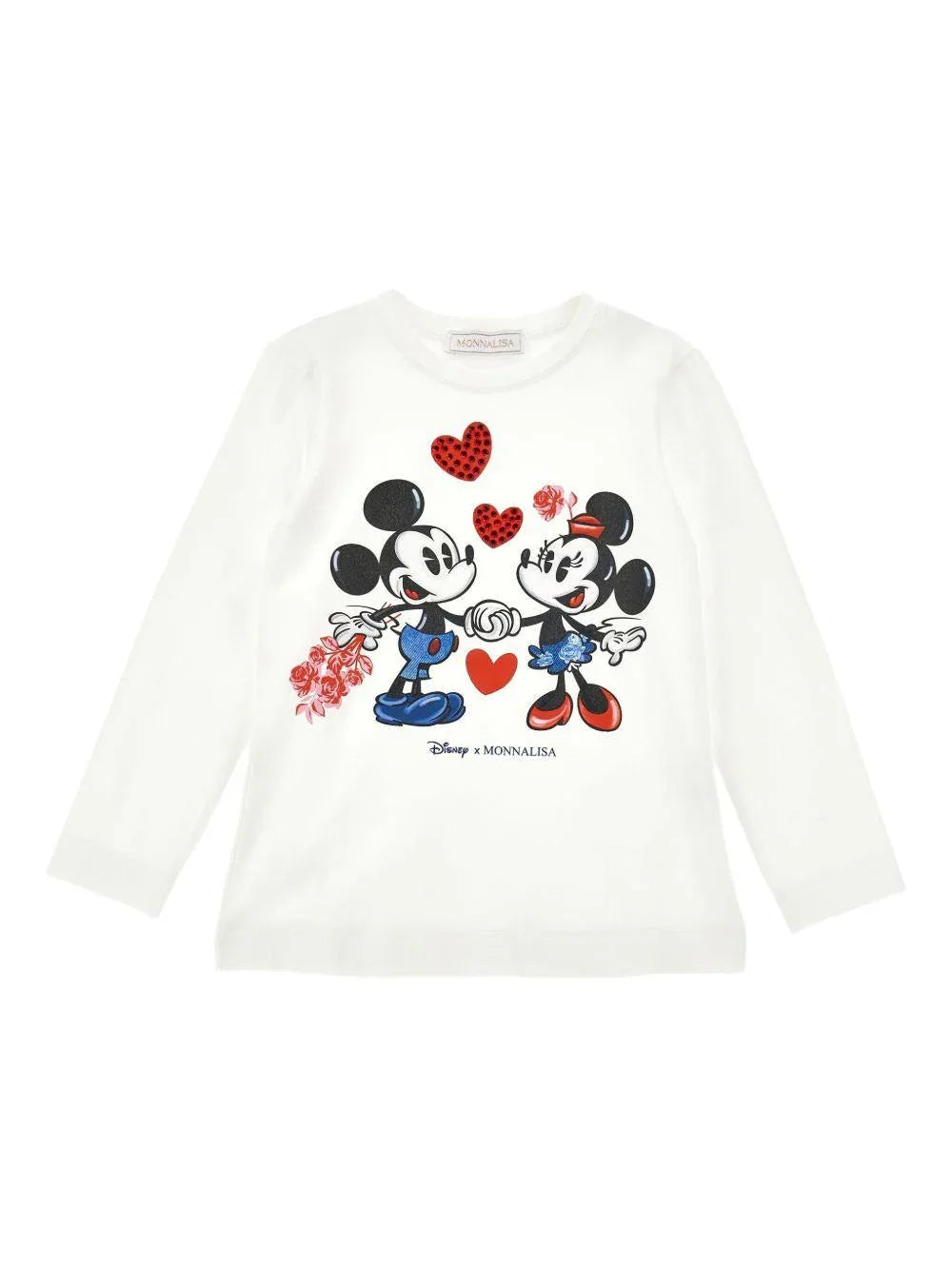 Top Bianco Maniche Lunghe Mickey e Minnie - Preludio Moda