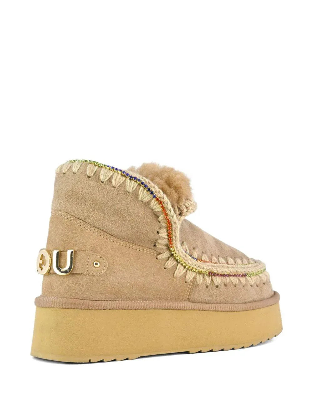 Stivale Eskimo 18 platform con strass multicolor cammello - Preludio Moda