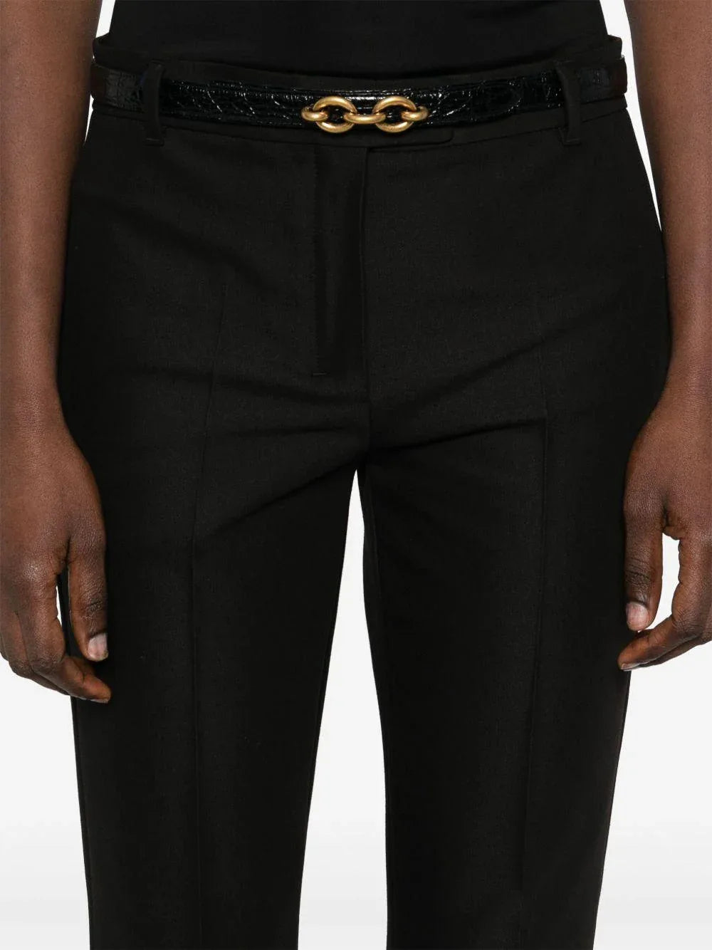 Pantalone Fatina slim in cotone e viscosa stretch nero - Preludio Moda