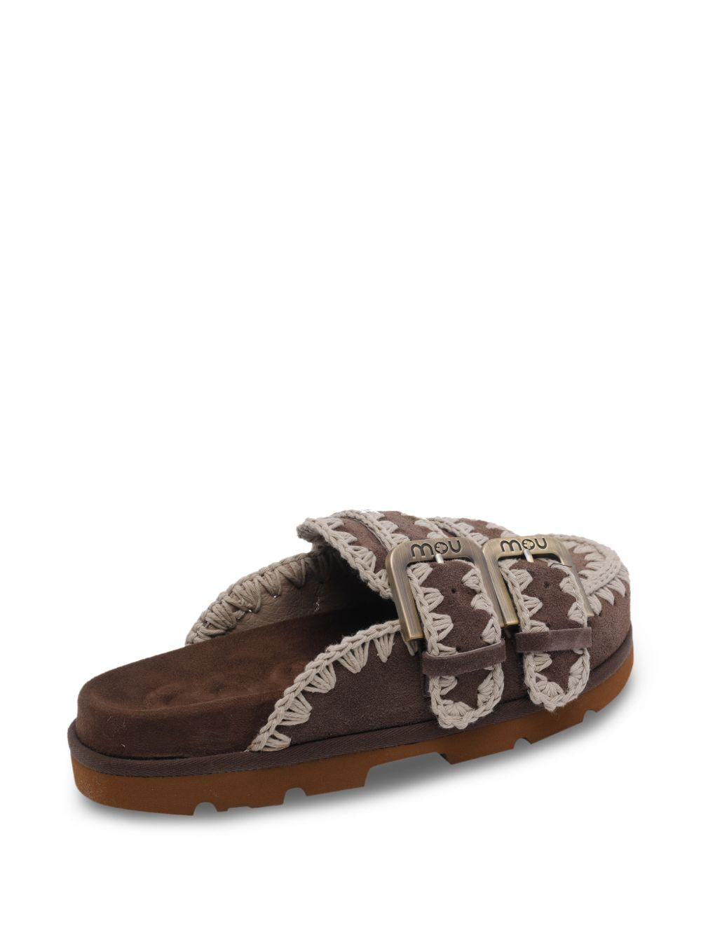 Mules con doppia fibbia e dettagli intrecciati MUSW631003A DPBRO MOU