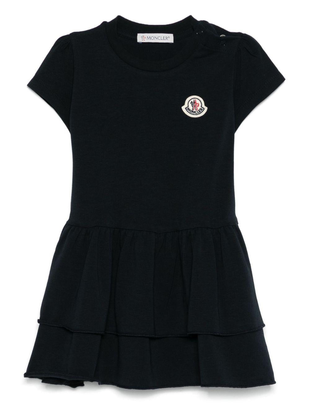 Abito blu neonata con balze 9518I0000389AUM 778 MONCLER KIDS