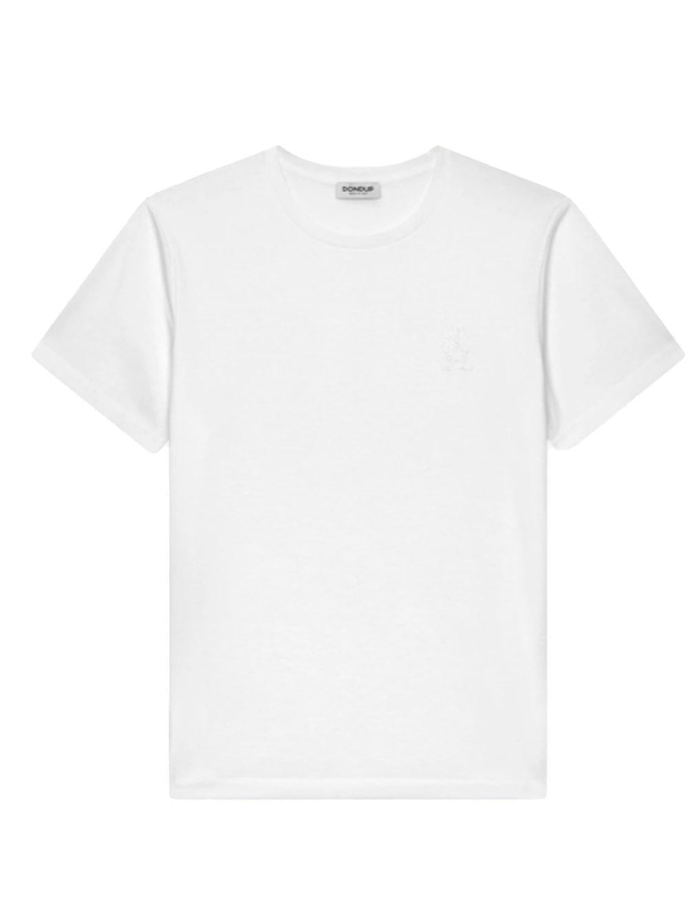 T-shirt bianca mini logo ricamo tono su tono US198JF0271UIT1 000 DONDUP