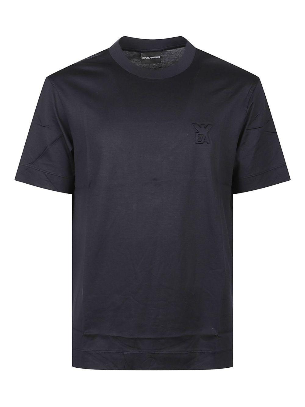 T-shirt blu con logo aquila in rilievo e collo a giro EM002963AF10761 UB118 EMPORIO ARMANI