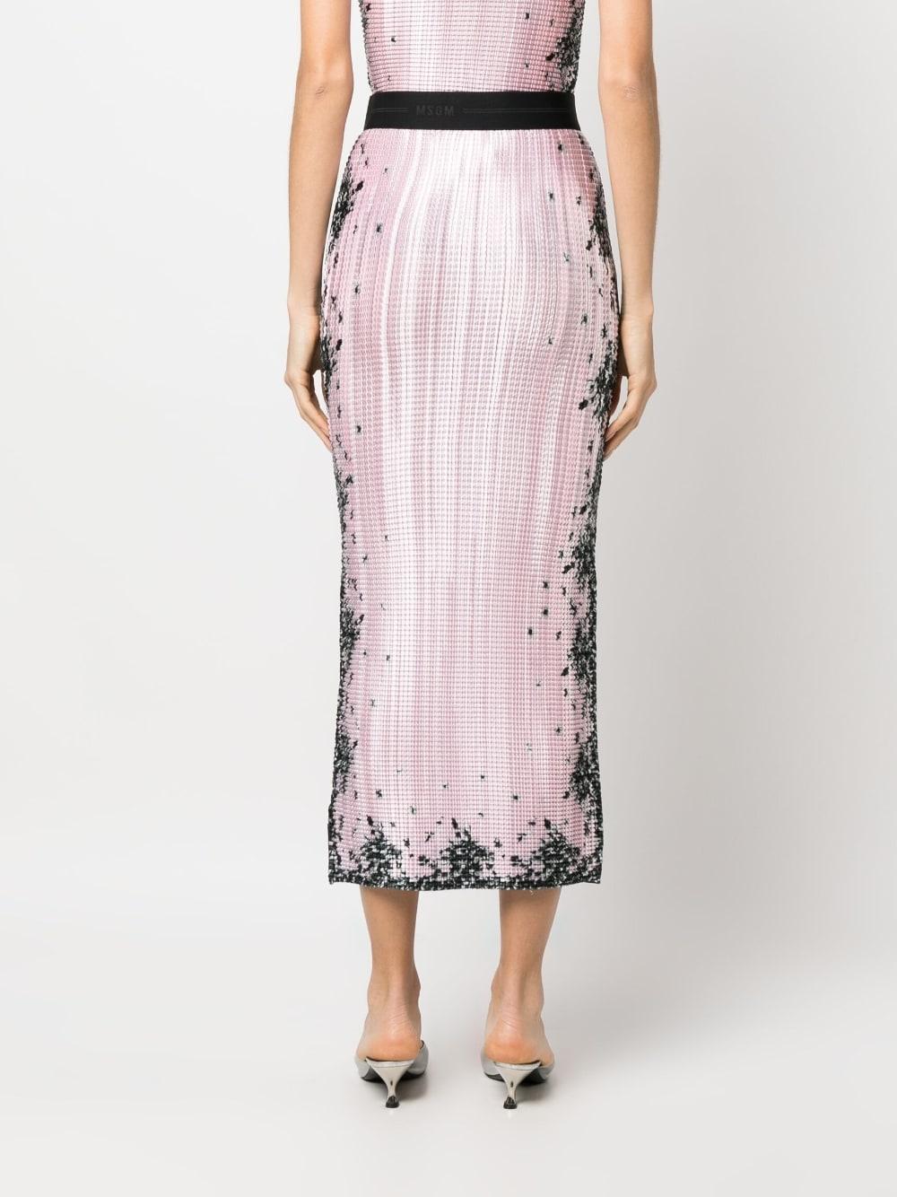 Gonna midi rosa/nera con trama 3442MDD25P 23749312 ROSA MSGM