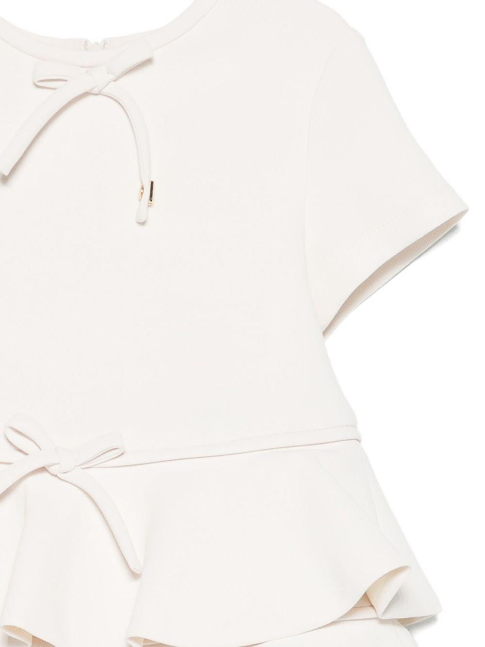 Abito panna arricciato con fiocco EGAB210GA085 0067 ELISABETTA FRANCHI KIDS