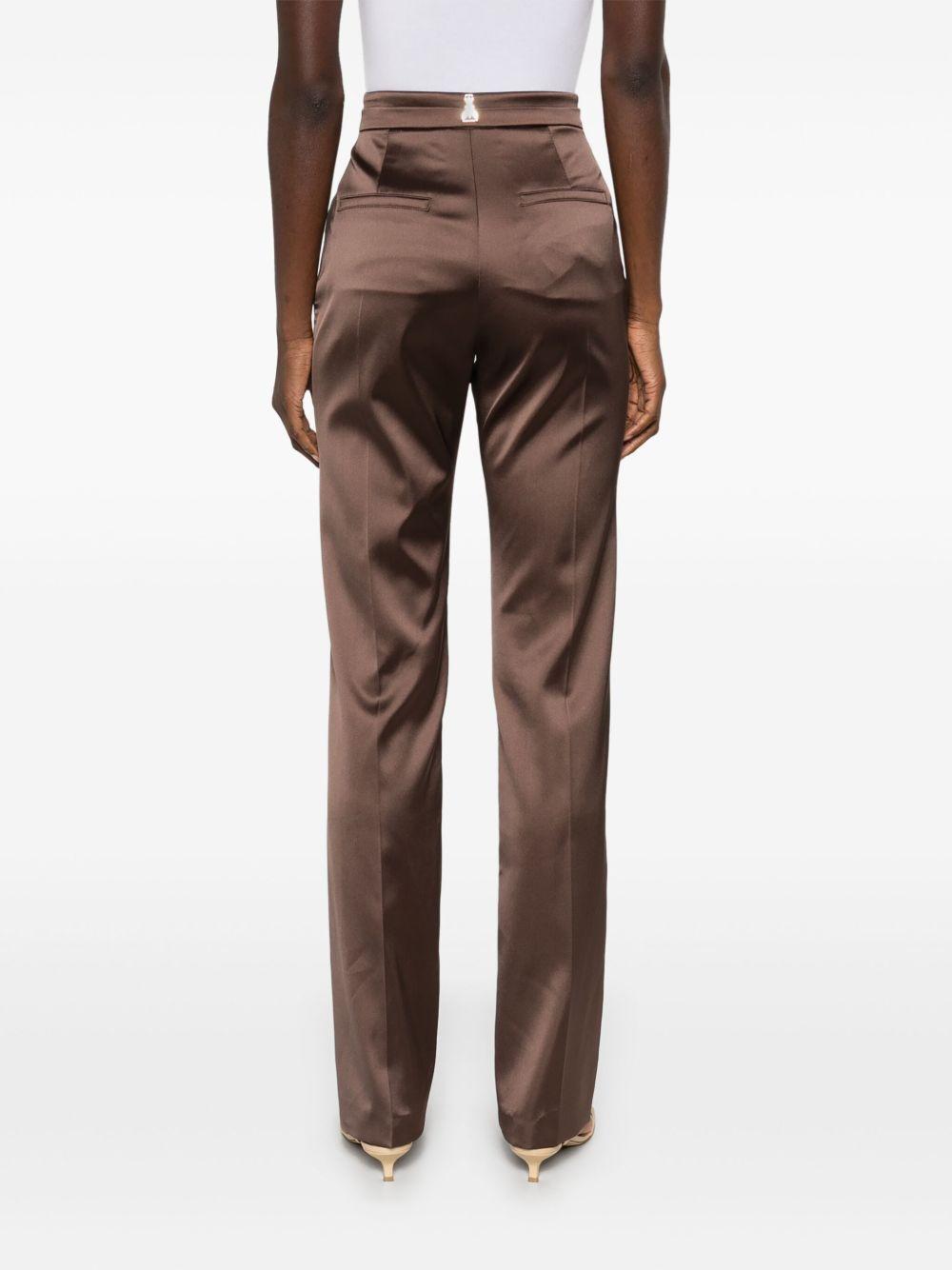 Pantaloni regular fit in raso marrone