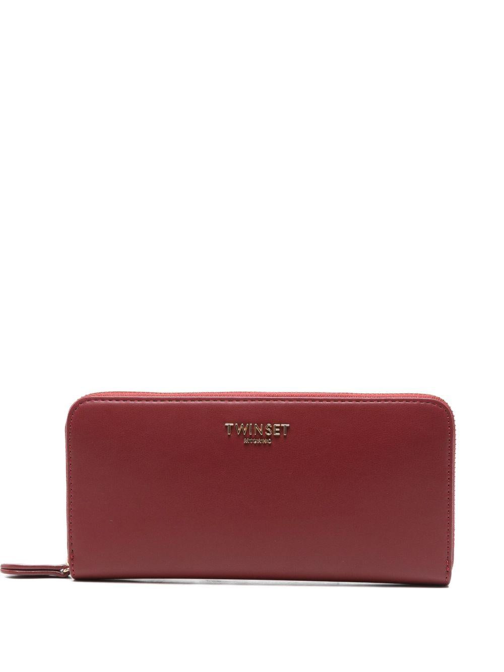 Portafoglio rosso con zip e dettagli oro 252TD8392 12882 TWINSET