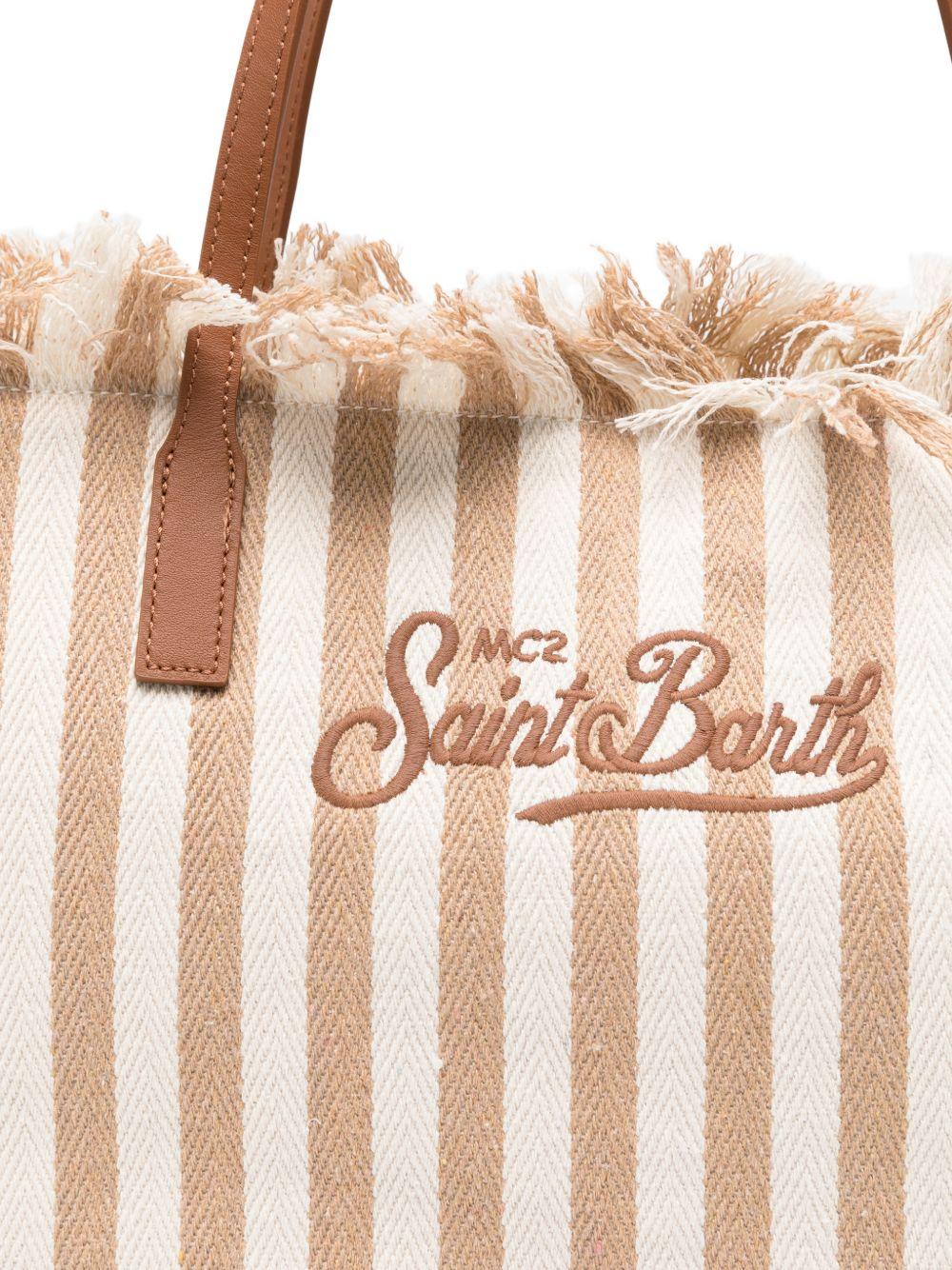 Borsa tote in cotone con manici in pelle CBF0001 01763L MC2 SAINT BARTH