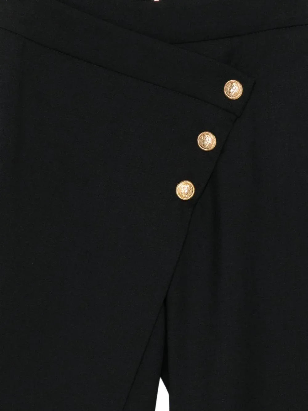 Pantaloni Neri a Portafoglio con Bottoni - Preludio Moda