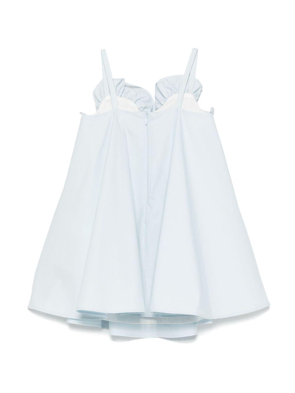 Abito azzurro con ruches e applicazione fiore EFAB6030CA235 9008 ELISABETTA FRANCHI KIDS