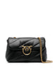 Borsa a Tracolla in Pelle Nera con Pattina Frontale